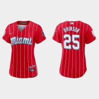 Miami Miami Marlins #25 Lewis Brinson Women's Nike 2021 City Connect Authentic MLB Jersey Red