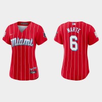 Miami Miami Marlins #6 Starling Marte Women's Nike 2021 City Connect Authentic MLB Jersey Red