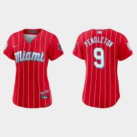 Miami Miami Marlins #9 Terry Pendleton Women's Nike 2021 City Connect Authentic MLB Jersey Red