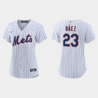 New York New York Mets #23 Javier Baez Women's Nike White Home MLB Jersey