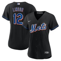 New York New York Mets #12 Francisco Lindor Women's Nike 2022 Authentic Alternate Stitched MLB Jersey - Black