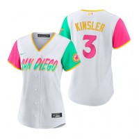 San Diego San Diego Padres #3 Ian Kinsler 2022 City Connect Women's Nike Games Jersey - White