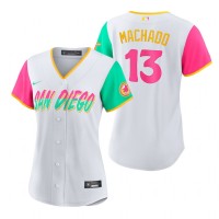 San Diego San Diego Padres #13 Manny Machado 2022 City Connect Women's Nike Games Jersey - White