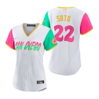 San Diego San Diego Padres #22 Juan Soto 2022 City Connect Women's Nike Games Jersey - White