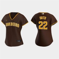 San Diego San Diego Padres #22 Juan Soto Brown Cool Base Women's Stitched Baseball Jersey(Run Small)