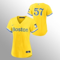 Boston Boston Red Sox #57 Eduardo Rodriguez Women's Nike 2021 City Connect Gold Fans Version MLB Jersey - No Name