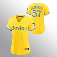 Boston Boston Red Sox #57 Eduardo Rodriguez Women's Nike 2021 City Connect Gold Fans Version MLB Jersey