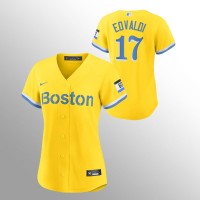 Boston Boston Red Sox #17 Nathan Eovaldi Women's Nike 2021 City Connect Gold Fans Version MLB Jersey