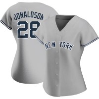 New York New York Yankees #28 Josh Donaldson Women's Authentic Gray Road Name Jersey
