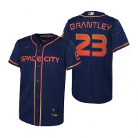 Houston Houston Astros #23 Michael Brantley Navy Youth Nike 2022 City Connect Replica MLB Jersey