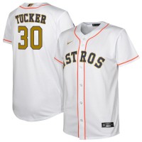 Houston Houston Astros #30 Kyle Tucker Nike White/Gold Youth 2023 Gold Collection Replica Player Jersey