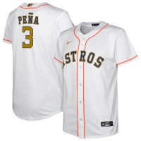 Houston Houston Astros #3 Jeremy Pena Nike White/Gold Youth 2023 Gold Collection Replica Player Jersey