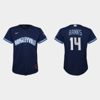 Chicago Chicago Cubs #14 Ernie Banks Youth Nike 2021 City Connect Navy MLB Jersey