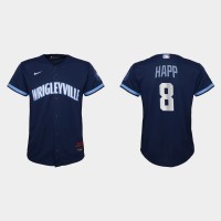 Chicago Chicago Cubs #8 Ian Happ Youth Nike 2021 City Connect Navy MLB Jersey