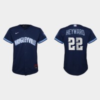 Chicago Chicago Cubs #22 Jason Heyward Youth Nike 2021 City Connect Navy MLB Jersey