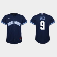 Chicago Chicago Cubs #9 Javier Baez Youth Nike 2021 City Connect Navy MLB Jersey