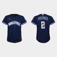 Chicago Chicago Cubs #2 Nico Hoerner Youth Nike 2021 City Connect Navy MLB Jersey