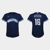 Chicago Chicago Cubs #16 Patrick Wisdom Youth Nike 2021 City Connect Navy MLB Jersey