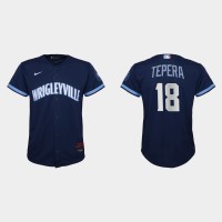 Chicago Chicago Cubs #18 Ryan Tepera Youth Nike 2021 City Connect Navy MLB Jersey