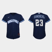 Chicago Chicago Cubs #23 Ryne Sandberg Youth Nike 2021 City Connect Navy MLB Jersey