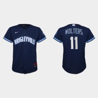 Chicago Chicago Cubs #11 Tony Wolters Youth Nike 2021 City Connect Navy MLB Jersey