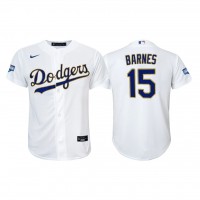 Los Angeles Los Angeles Dodgers #15 Austin Barnes Youth Nike 2021 Gold Program World Series Champions MLB Jersey Whtie