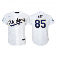 Los Angeles Los Angeles Dodgers #85 Dustin May Youth Nike 2021 Gold Program World Series Champions MLB Jersey Whtie