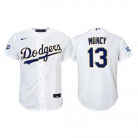 Los Angeles Los Angeles Dodgers #13 Max Muncy Youth Nike 2021 Gold Program World Series Champions MLB Jersey Whtie