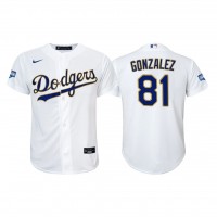 Los Angeles Los Angeles Dodgers #81 Victor Gonzalez Youth Nike 2021 Gold Program World Series Champions MLB Jersey Whtie