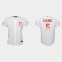 San Francisco San Francisco Giants #5 Pat Burrell Youth 2021 City Connect White Jersey