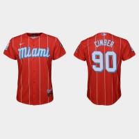 Miami Miami Marlins #90 Adam Cimber Youth Nike 2021 City Connect Authentic MLB Jersey Red