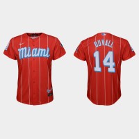 Miami Miami Marlins #14 Adam Duvall Youth Nike 2021 City Connect Authentic MLB Jersey Red