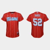 Miami Miami Marlins #52 Anthony Bass Youth Nike 2021 City Connect Authentic MLB Jersey Red