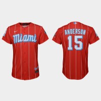 Miami Miami Marlins #15 Brian Anderson Youth Nike 2021 City Connect Authentic MLB Jersey Red