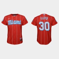 Miami Miami Marlins #30 Cliff Floyd Youth Nike 2021 City Connect Authentic MLB Jersey Red