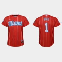Miami Miami Marlins #1 Isan Diaz Youth Nike 2021 City Connect Authentic MLB Jersey Red