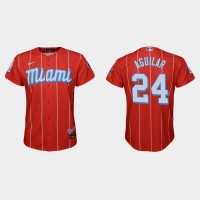 Miami Miami Marlins #24 Jesus Aguilar Youth Nike 2021 City Connect Authentic MLB Jersey Red