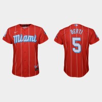 Miami Miami Marlins #5 Jon Berti Youth Nike 2021 City Connect Authentic MLB Jersey Red