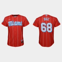 Miami Miami Marlins #68 Lewin Diaz Youth Nike 2021 City Connect Authentic MLB Jersey Red