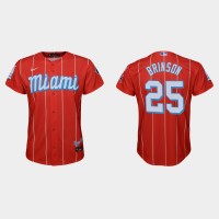 Miami Miami Marlins #25 Lewis Brinson Youth Nike 2021 City Connect Authentic MLB Jersey Red