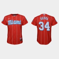 Miami Miami Marlins #34 Magneuris Sierra Youth Nike 2021 City Connect Authentic MLB Jersey Red