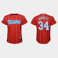 Miami Miami Marlins #34 A.J. Burnett Youth Nike 2021 City Connect Authentic MLB Jersey Red