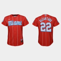 Miami Miami Marlins #22 Sandy Alcantara Youth Nike 2021 City Connect Authentic MLB Jersey Red