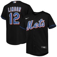 New York New York Mets #12 Francisco Lindor Youth Nike Black Alternate Replica Player Jersey