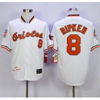 Mitchell And Ness 1989 Baltimore Orioles #8 Cal Ripken White Throwback Stitched MLB Jersey