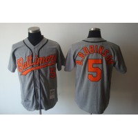 Mitchell and Ness Baltimore Orioles #5 Brooks Robinson Grey Stitched Throwback MLB Jersey
