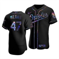 Baltimore Baltimore Orioles #47 John Means Men's Nike Iridescent Holographic Collection MLB Jersey - Black