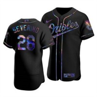 Baltimore Baltimore Orioles #28 Pedro Severino Men's Nike Iridescent Holographic Collection MLB Jersey - Black