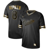 Nike Baltimore Orioles #8 Cal Ripken Black Gold Authentic Stitched MLB Jersey