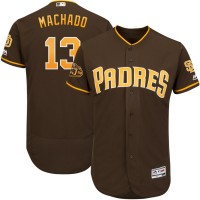 San Diego San Diego Padres #13 Manny Machado Majestic Flex Base Authentic Stitched MLB Jersey Brown